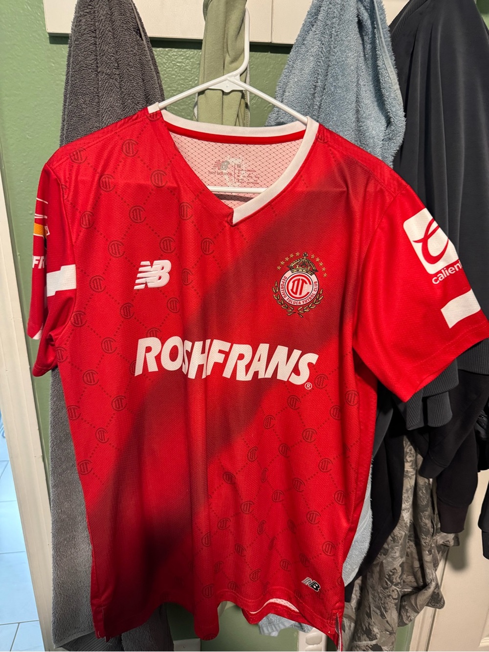 New Balance Red Toluca Soccer Jersey with White Accents